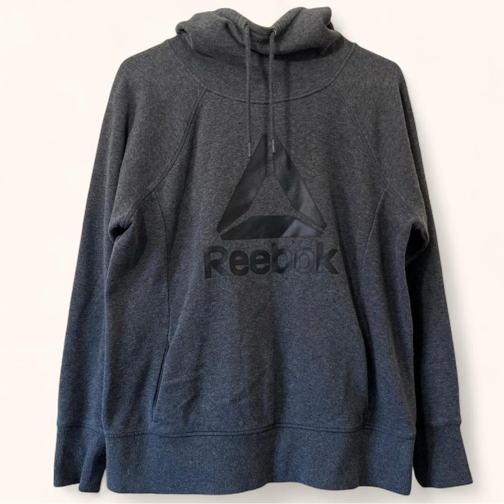 Women’s Medium Reebok Cowl Neck Turtle Neck Charcoal Gray Athletic Hoodie 8 10